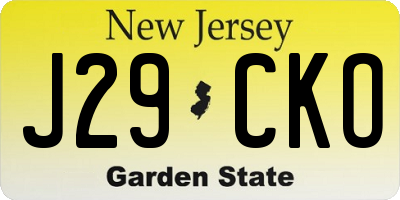 NJ license plate J29CKO