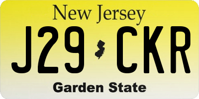 NJ license plate J29CKR
