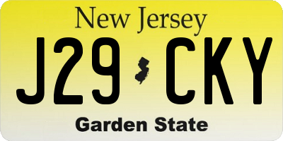 NJ license plate J29CKY