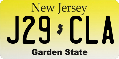 NJ license plate J29CLA