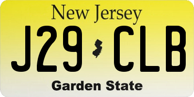 NJ license plate J29CLB