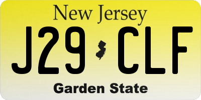 NJ license plate J29CLF