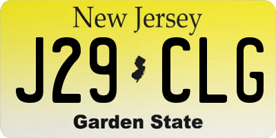 NJ license plate J29CLG