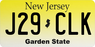 NJ license plate J29CLK