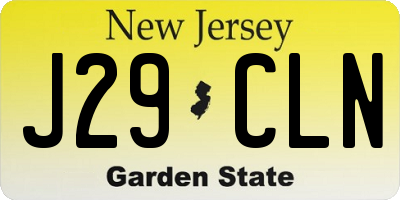 NJ license plate J29CLN