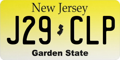 NJ license plate J29CLP