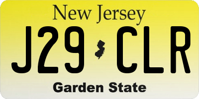 NJ license plate J29CLR