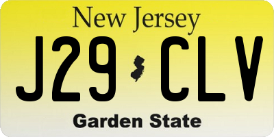 NJ license plate J29CLV