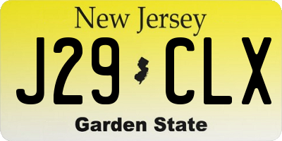 NJ license plate J29CLX