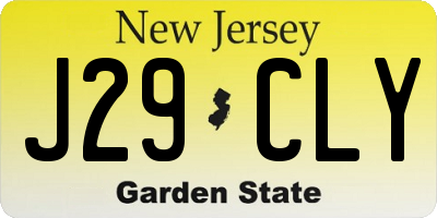 NJ license plate J29CLY