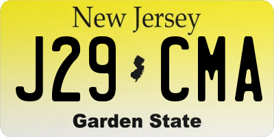 NJ license plate J29CMA