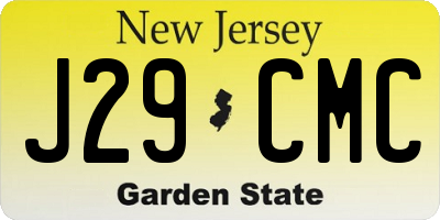 NJ license plate J29CMC