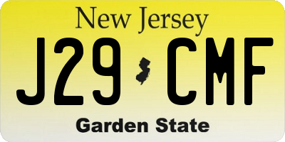 NJ license plate J29CMF