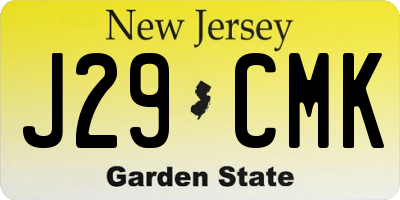 NJ license plate J29CMK