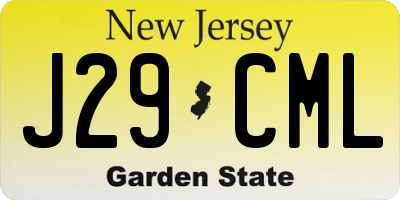 NJ license plate J29CML