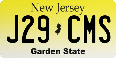 NJ license plate J29CMS