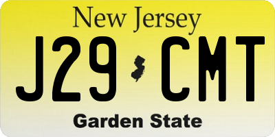 NJ license plate J29CMT