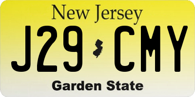 NJ license plate J29CMY