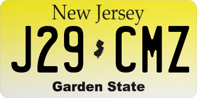 NJ license plate J29CMZ