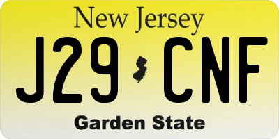 NJ license plate J29CNF
