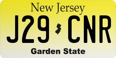 NJ license plate J29CNR