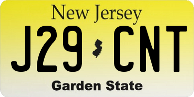 NJ license plate J29CNT