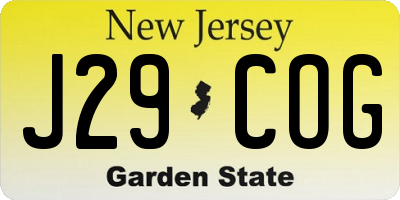 NJ license plate J29COG