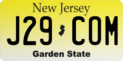 NJ license plate J29COM