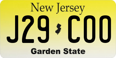 NJ license plate J29COO