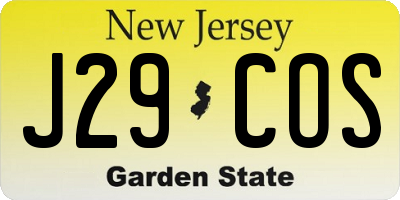 NJ license plate J29COS