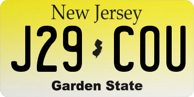 NJ license plate J29COU
