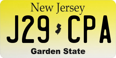 NJ license plate J29CPA