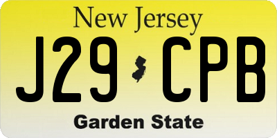 NJ license plate J29CPB