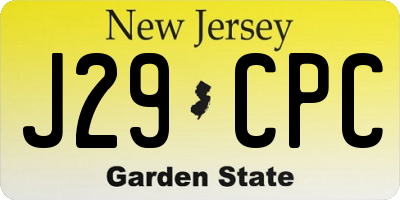 NJ license plate J29CPC