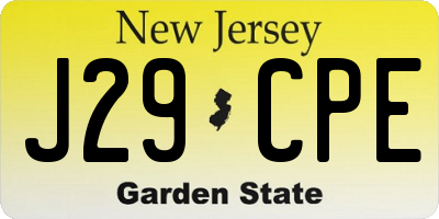 NJ license plate J29CPE