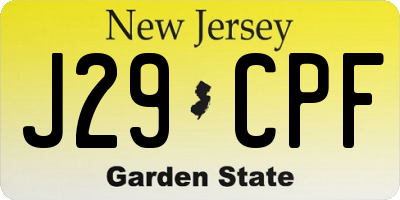 NJ license plate J29CPF