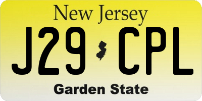 NJ license plate J29CPL