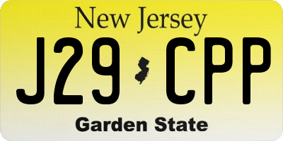 NJ license plate J29CPP
