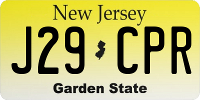 NJ license plate J29CPR