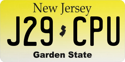 NJ license plate J29CPU
