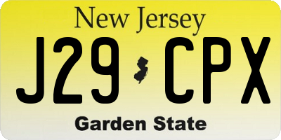 NJ license plate J29CPX