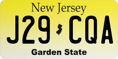 NJ license plate J29CQA