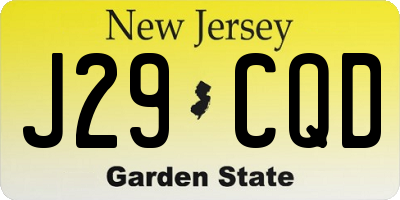 NJ license plate J29CQD