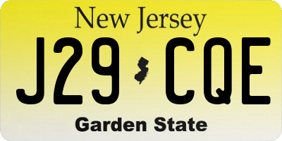 NJ license plate J29CQE