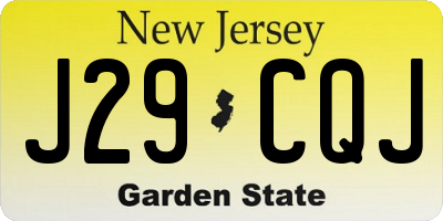 NJ license plate J29CQJ