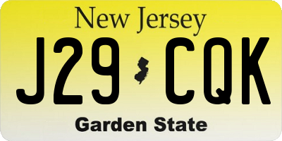 NJ license plate J29CQK