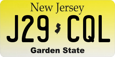 NJ license plate J29CQL