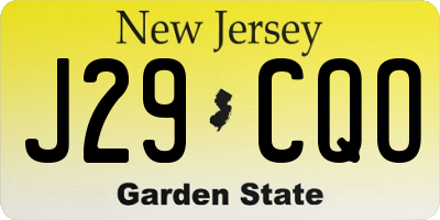 NJ license plate J29CQO