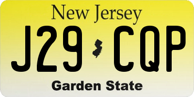 NJ license plate J29CQP