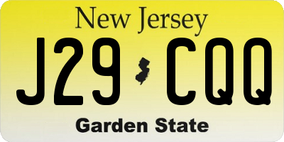 NJ license plate J29CQQ